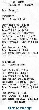 Elane Bar Inventory Manager Printer Sample Sceenshot