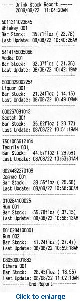 Elane Bar Inventory Manager Printer Sample Sceenshot
