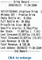 Elane Bar Inventory Manager Scale System Themal Printer Sample Printout